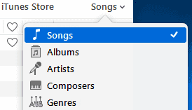 Selección de canciones de iTunes