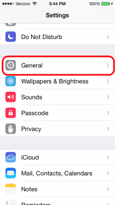 Opción general iOS7