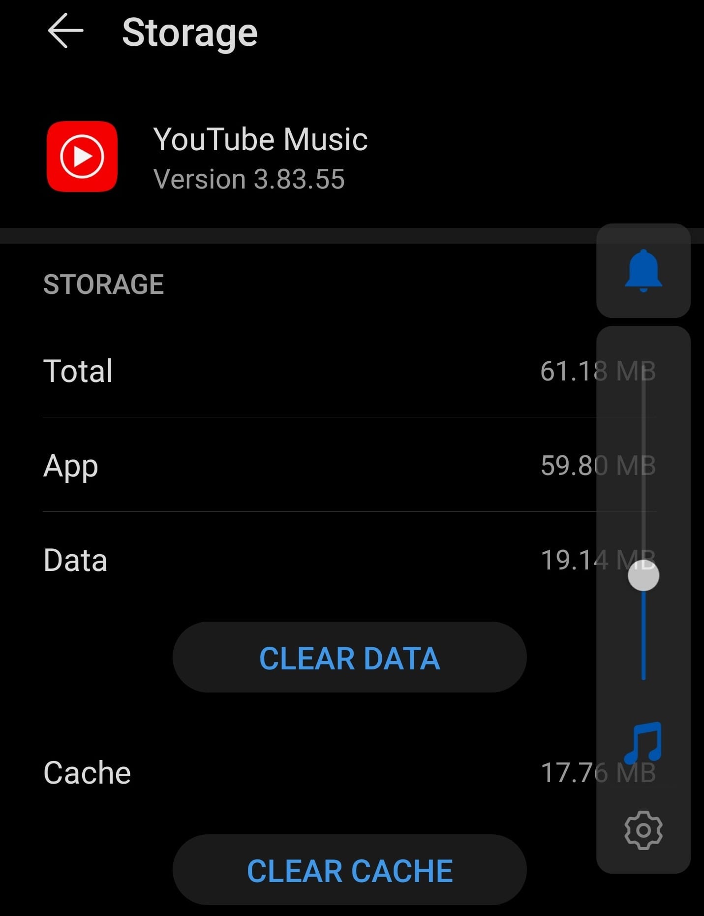 La música de YouTube borra el caché