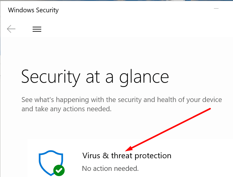 Protección contra amenazas de virus de seguridad de Windows