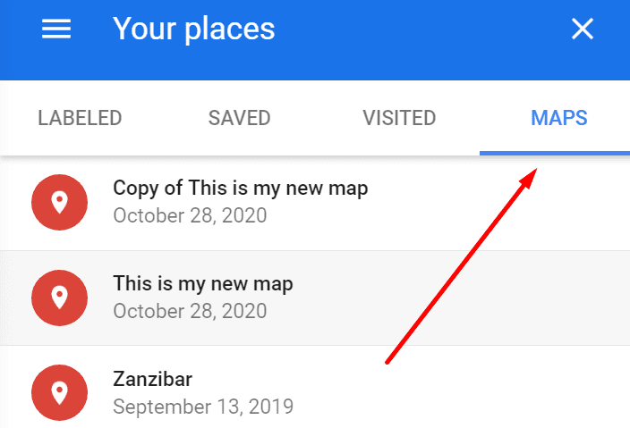 rutas guardadas de google maps