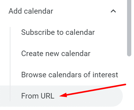 agregar calendario desde la URL del calendario de Google