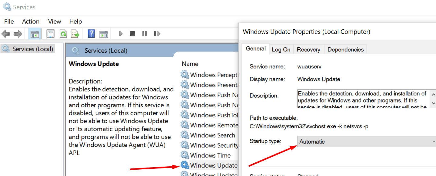 Servicio de actualización de Windows