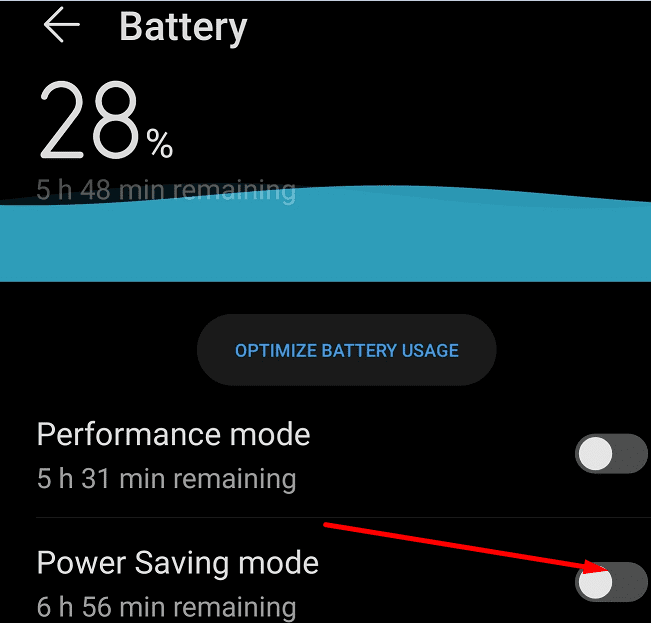 desactivar el modo de ahorro de batería de Android