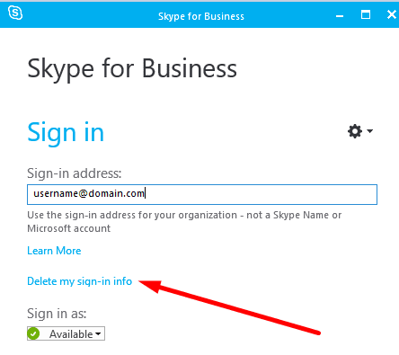 skype para empresas elimina la información de inicio de sesión