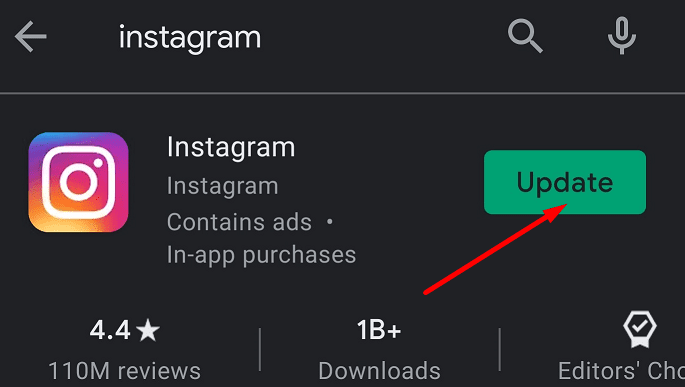 actualizar instagram
