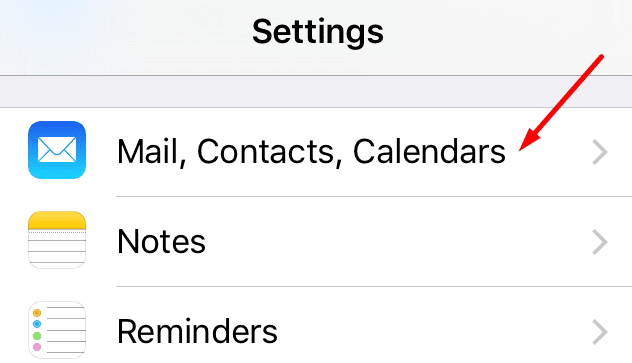 calendarios de contacto de correo de iphone