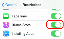 Restricciones de IOS iTunes Store