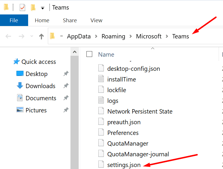 Archivo de configuración de Microsoft Teams