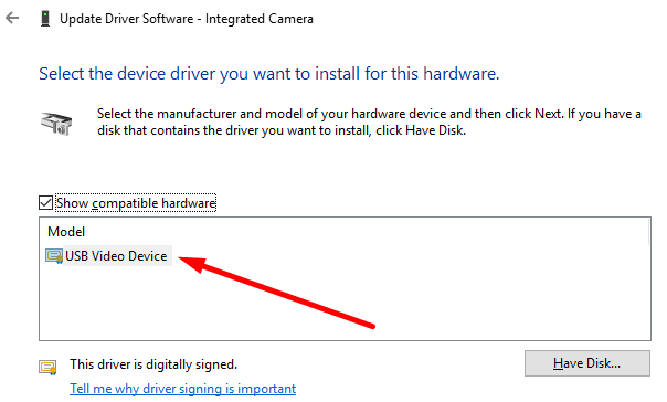 actualizar el controlador de la cámara incorporada de Windows 10