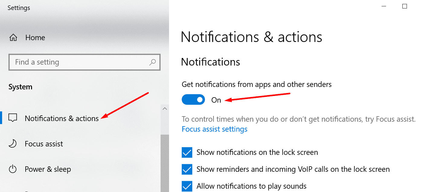 Windows 10 recibe notificaciones de aplicaciones y otros remitentes
