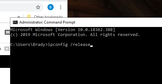 ipconfig / release