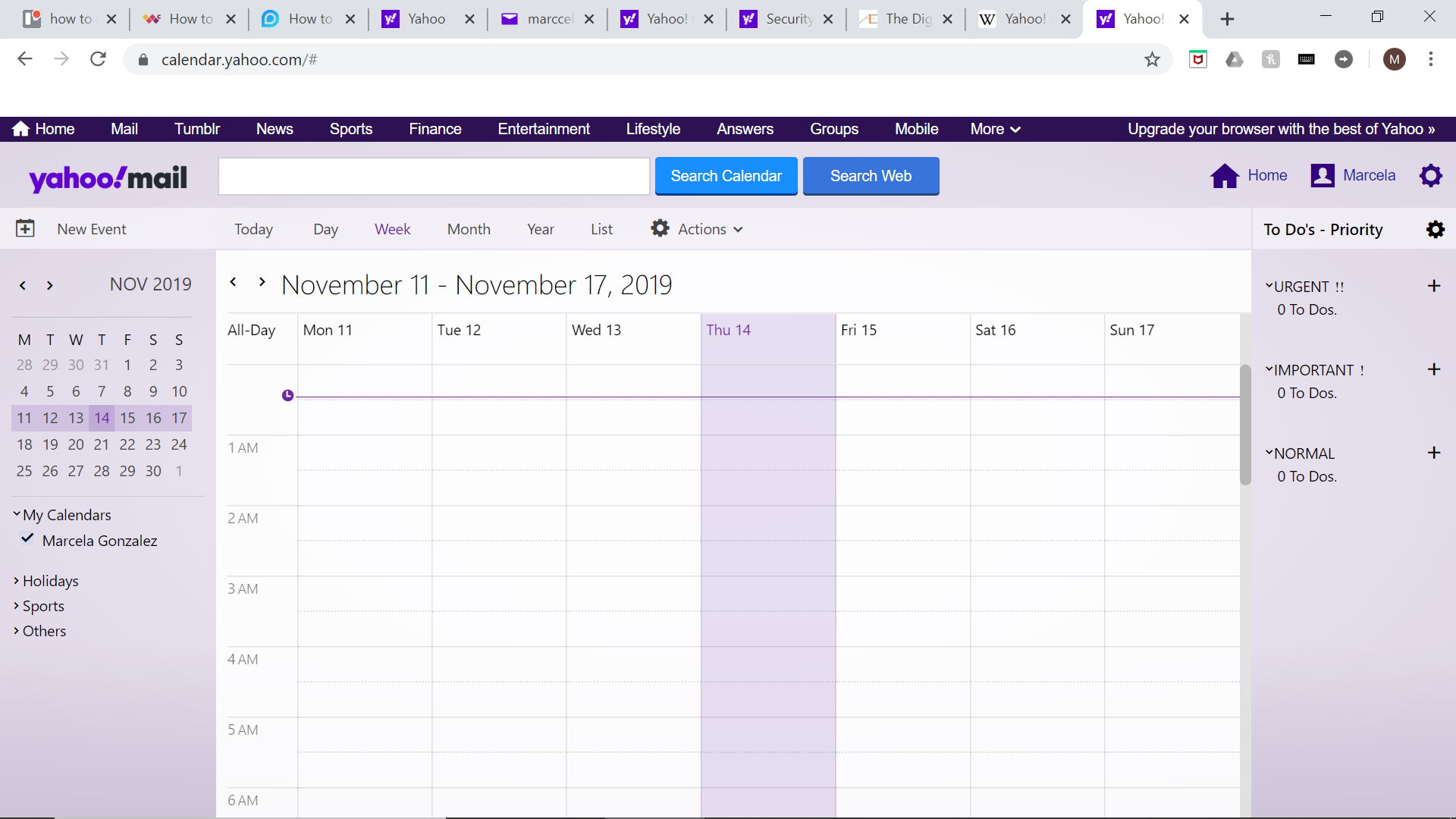 Calendario de Yahoo