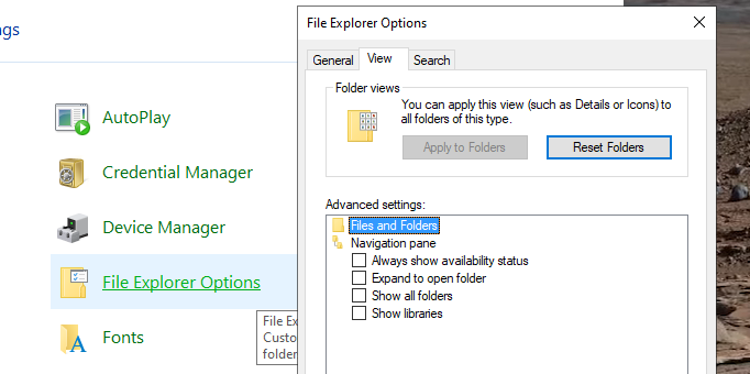 Opciones del Explorador de archivos