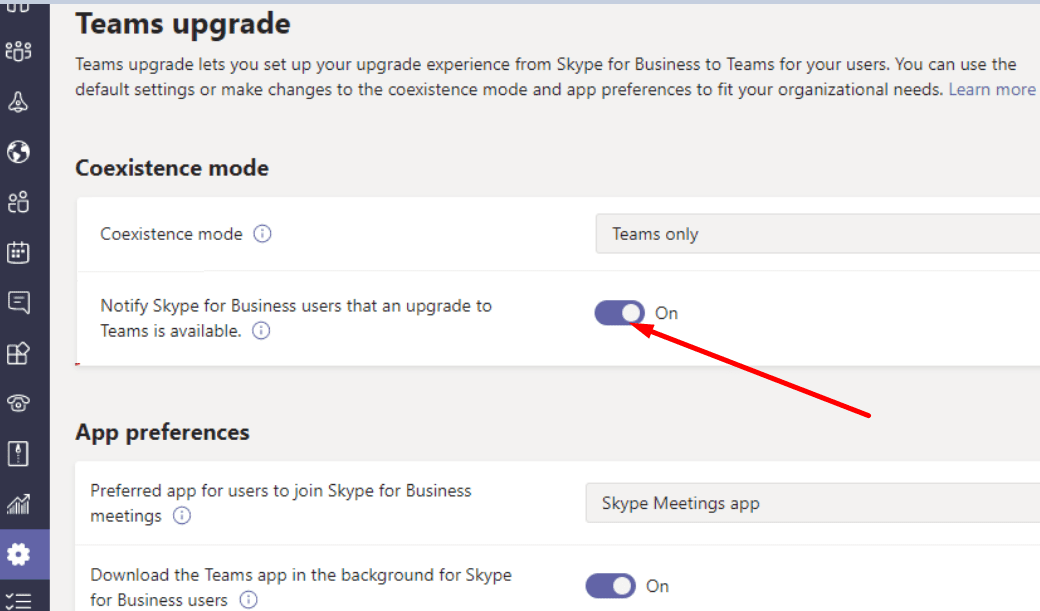 notificación de skype para que los usuarios empresariales se actualicen a equipo