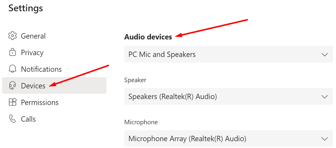 Configuración del dispositivo de audio de Microsoft Teams