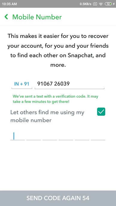eliminar el número de teléfono de Snapchat